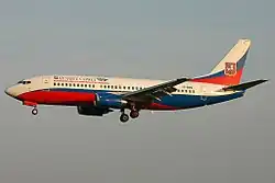 A Boeing 737-300 approaching Moscow-Vnukovo Airport in 2009.