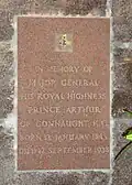 Wall-mounted plaque for Major General Prince Arthur of Connaught