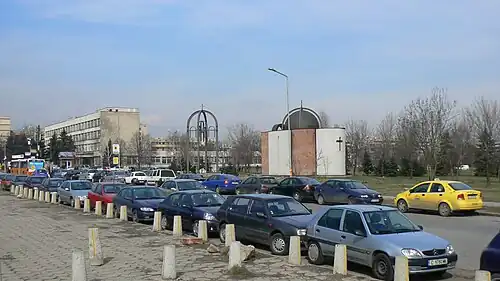 View of Studentski grad with the chapel and the polyclinic