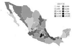 Number of confirmed deaths by state (as of August 10, 2020[update])