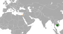 Map indicating locations of Israel and Cambodia