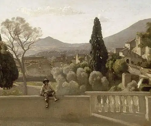 Gardens of the Villa d'Este. by Jean-Baptiste Camille Corot (1843)