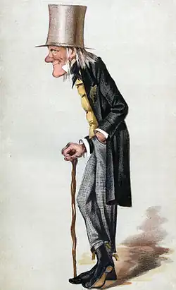 Captioned "Old Bones", caricature of an elderly Richard Owen in 1873