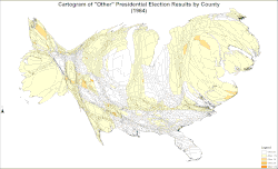 Cartogram of "Other" presidential election results by county