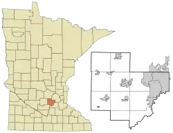 Location of the city of Hamburg within Carver County, Minnesota
