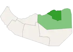 Location of Erigavo District within Sanaag, Somalia