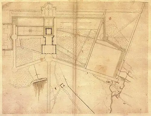 Site plan for the Château de Richelieu (c. 1639), drawing by Jacques Lemercier