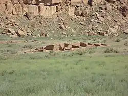 A color picture of a sandstone ruin
