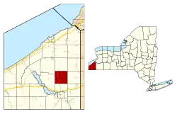 Location within Chautauqua County and New York state