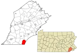 Location in Chester County and the state of Pennsylvania.