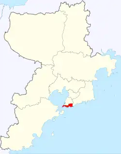 Location of Shinan within Qingdao