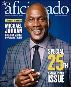 William Shatner enjoys a cigar on the cover of Cigar Aficionado Magazine