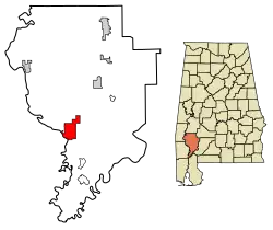 Location of Jackson in Clarke County, Alabama.