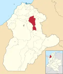 Location in the Department of Cordoba.