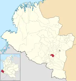 Location of the municipality and town of Imues in the Nariño Department of Colombia.