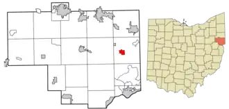 Location of Lake Tomahawk in Columbiana County, Ohio.