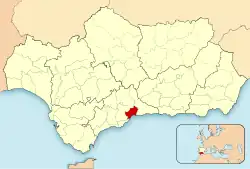 Location of Málaga-Costa del Sol in Andalusia, Spain
