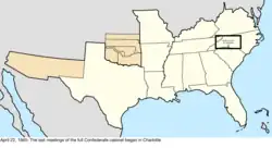 Map of the change to the Confederate States on April 22, 1865