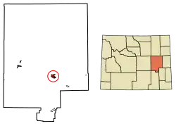 Location of Douglas in Converse County, Wyoming.