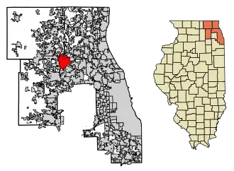 Location of Barrington Hills in Cook County, Illinois.