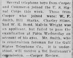 A short newspaper article about how local workers joined the armed forces