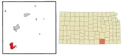 Location within Cowley County and Kansas
