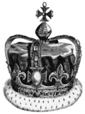 The crown as set for James II in 1685, from Francis Sandford's The History of the Coronation of James II…[11]
