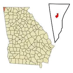 Location in Dade County and the state of Georgia