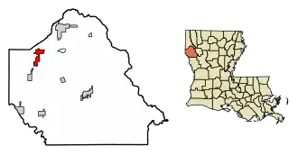 Location of Keachi in De Soto Parish, Louisiana.