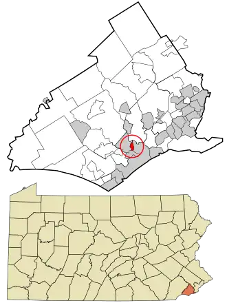Location in Delaware County and the U.S. state of Pennsylvania.