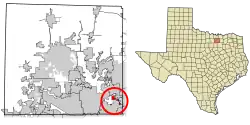 Location of Hebron in Denton County, Texas