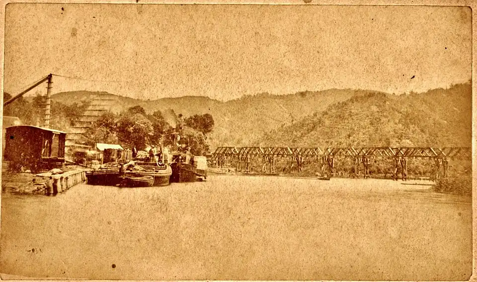 Derrick Wharf and Long Bridge about 1884