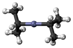 Ball-and-stick model of the diisopropylzinc molecule