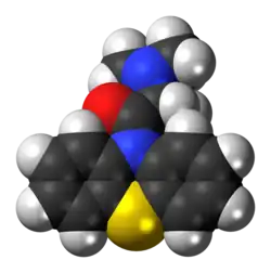 Space-filling model of the Dimethylaminopropionylphenothiazine molecule