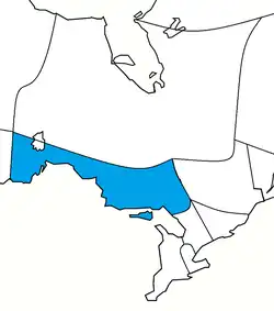 The boundaries of the diocese within the Ecclesiastical Province of Ontario.