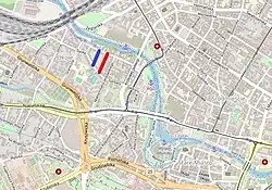 Długosza street (red) and Siemiradzkiego street (blue)