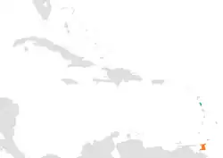 Map indicating locations of Dominica and Trinidad and Tobago