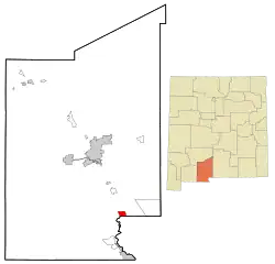 Location within Doña Ana County and State of New Mexico