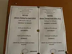 Library timings.