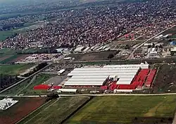 Aerial view with the Coca-Cola factory