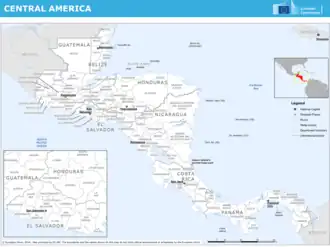 A digital map of the modern borders of Central America