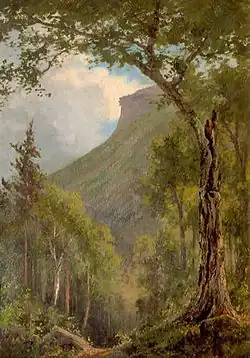 Edward Hill (1843–1923) Old Man of the Mountain[43] Canopy of trees frame the scene.