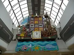 The Noah’s ark clock, featuring a range of animals including a Giraffe and Monkey and 12 square which pop out with a different animal every hour