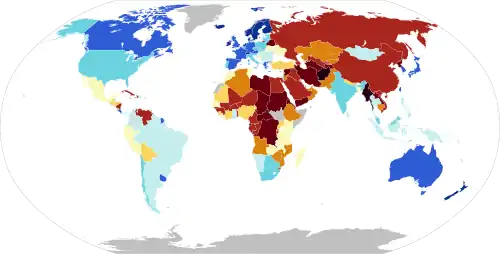 The Economist Democracy Index in 2023 by the Economist Intelligence Unit