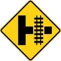 P2-19f Railroad crossing and T-junction 90° (right)