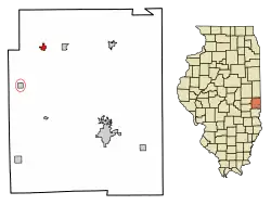 Location of Hume in Edgar County, Illinois.