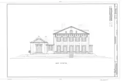 West Facade of Edgewater, measured about 1974.