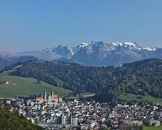 Einsiedeln town with the Benedictine Abbey