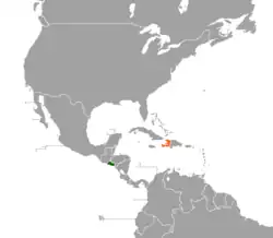 Map indicating locations of El Salvador and Haiti