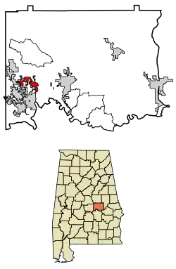 Location of Elmore in Elmore County, Alabama.
